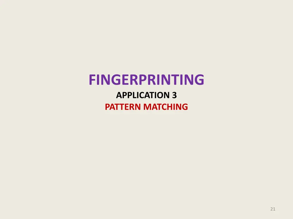 fingerprinting application 3 pattern matching