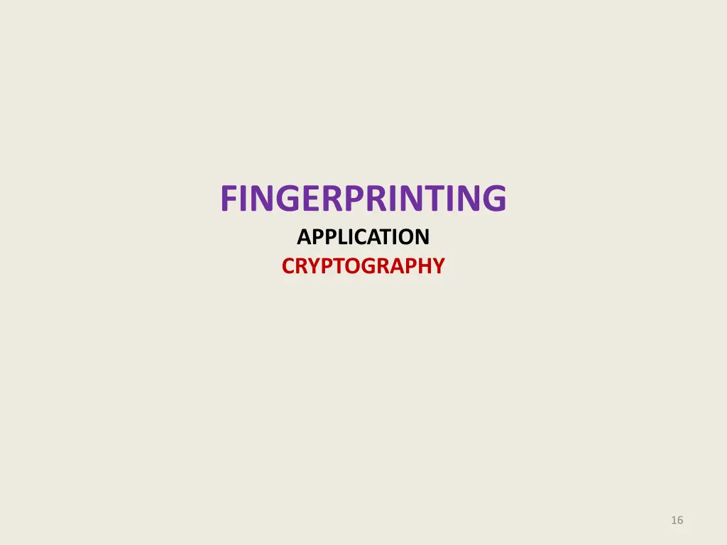 fingerprinting application cryptography