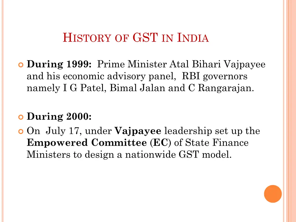 h istory of gst in i ndia