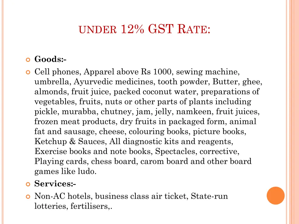 under 12 gst r ate