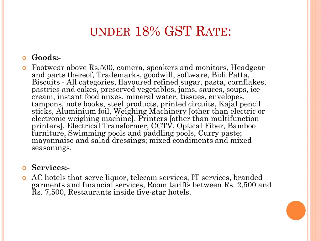 under 18 gst r ate