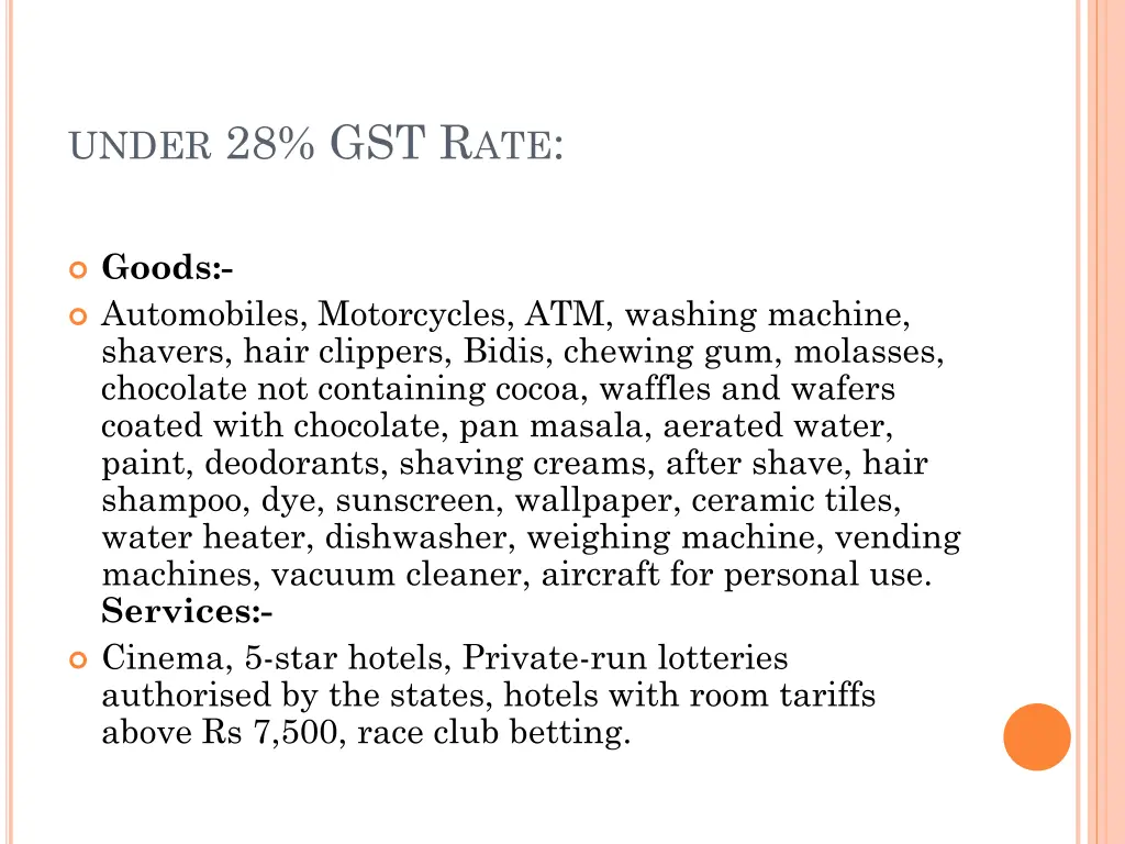 under 28 gst r ate
