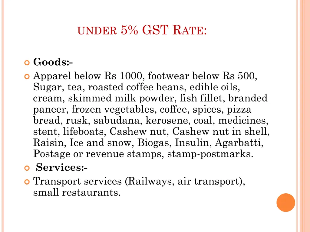 under 5 gst r ate