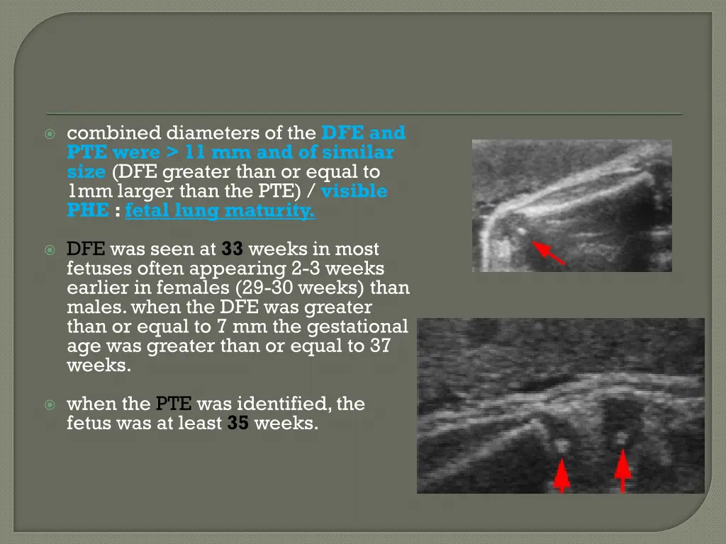 combined diameters of the dfe and pte were