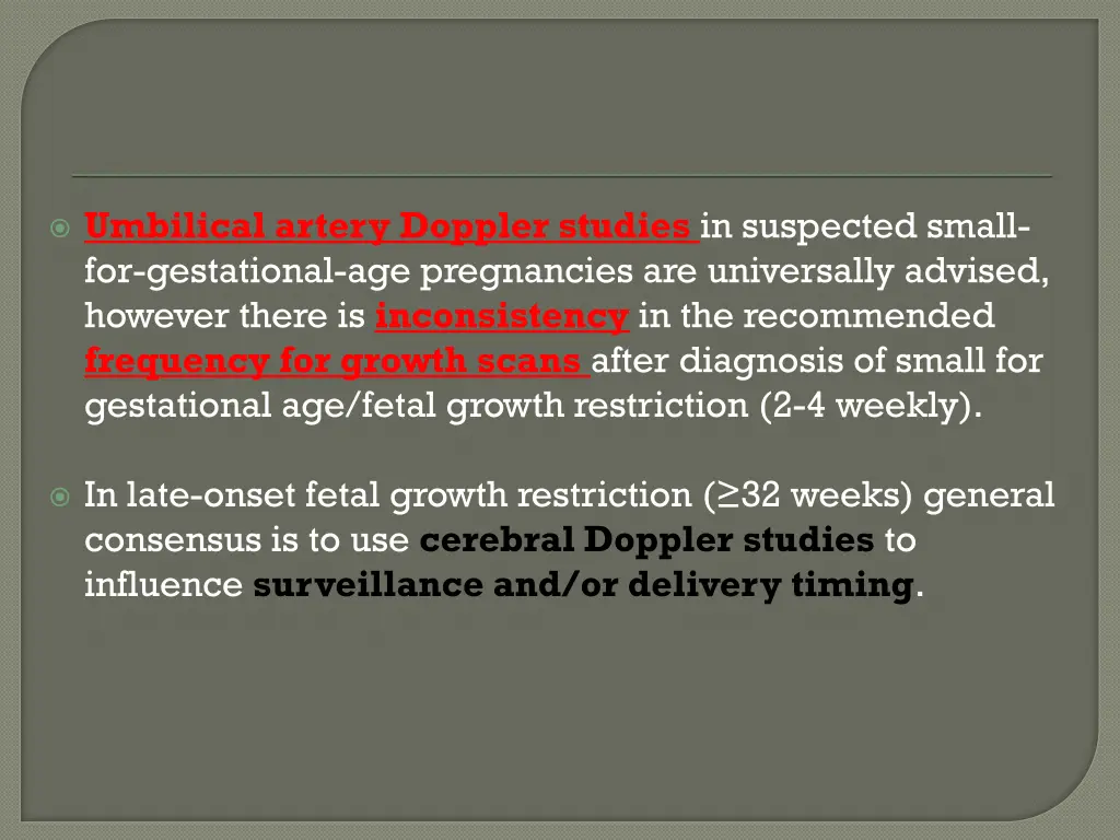 umbilical artery doppler studies in suspected