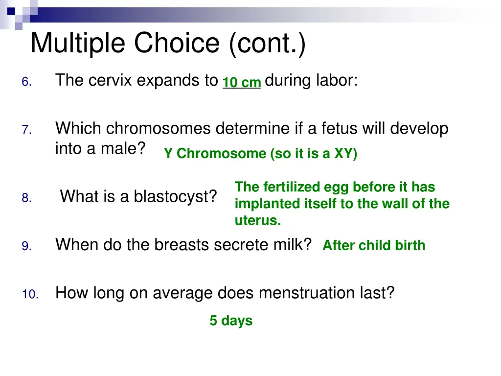 multiple choice cont