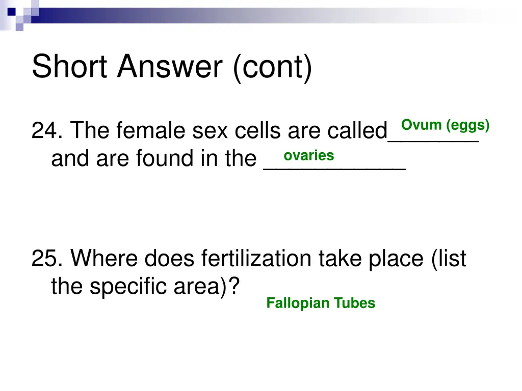short answer cont