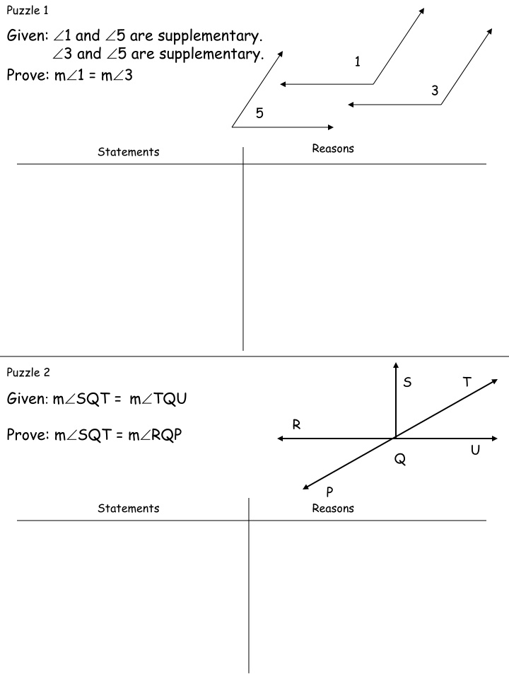 puzzle 1 given 1 and 5 are supplementary