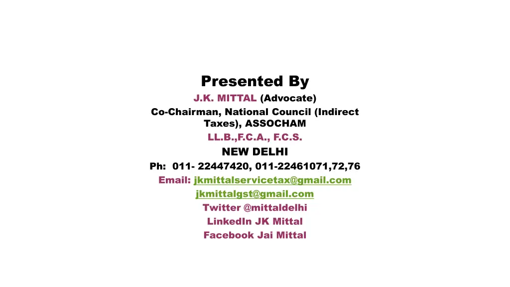 presented by j k mittal advocate co chairman