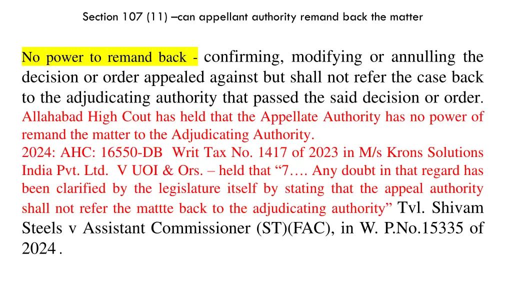 section 107 11 can appellant authority remand