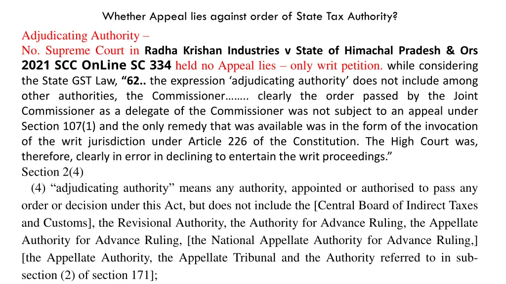 whether appeal lies against order of state