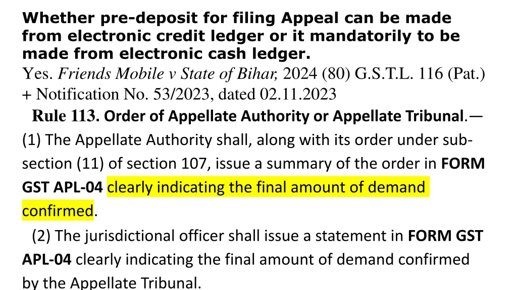 whether pre deposit for filing appeal can be made