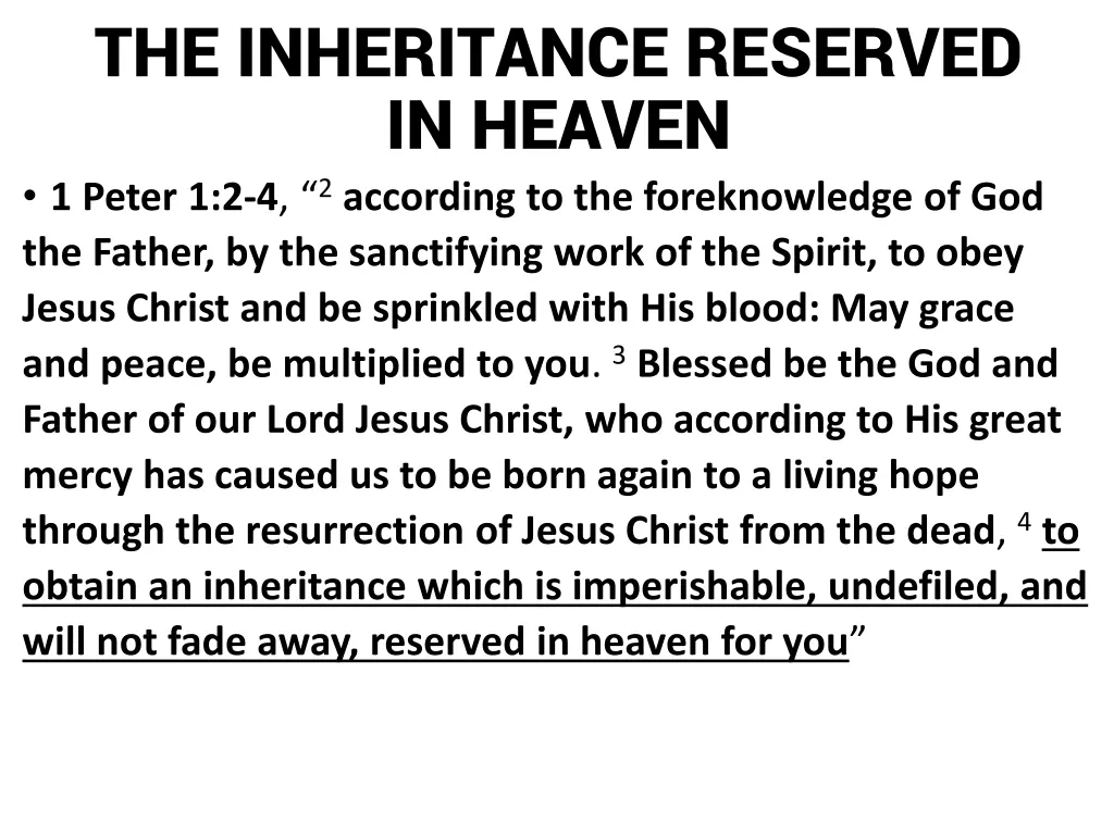the inheritance reserved in heaven 1 peter