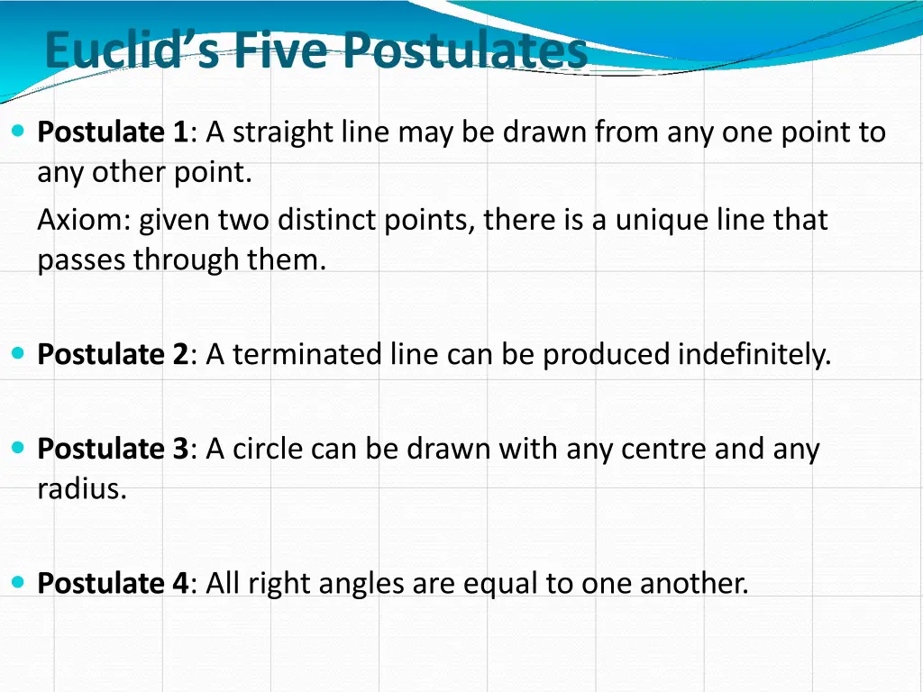 euclid s five postulates