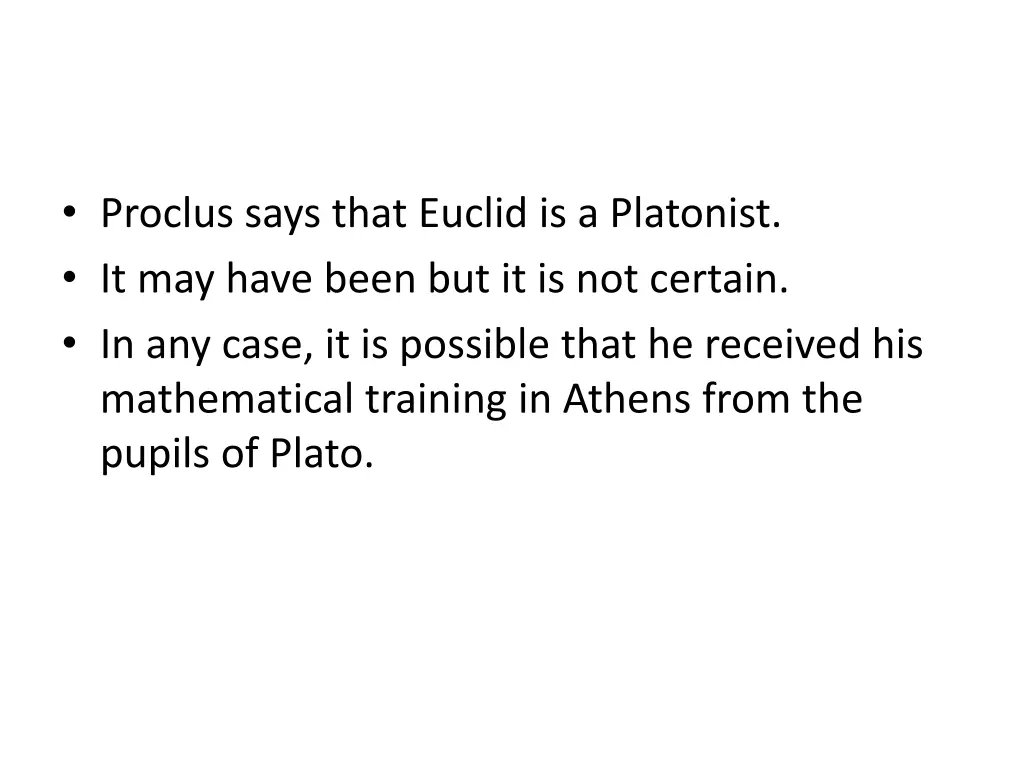 proclus says that euclid is a platonist