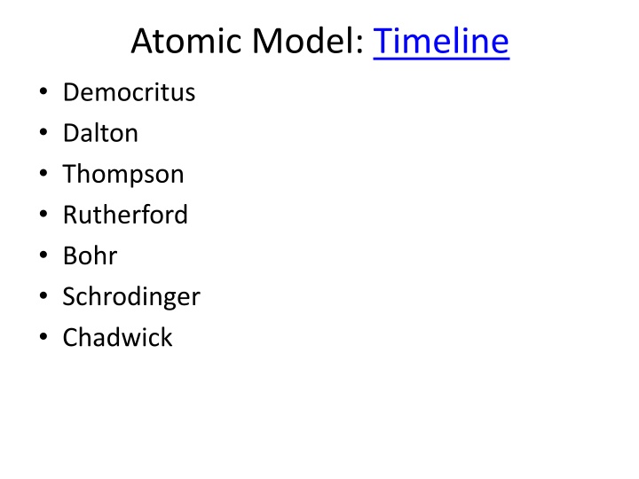 atomic model timeline democritus dalton thompson