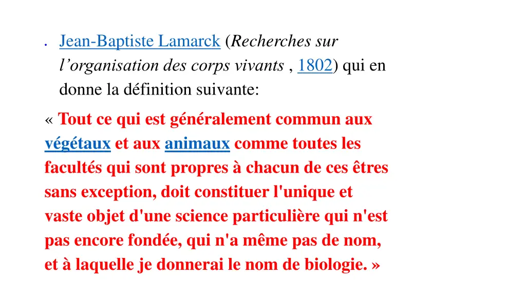 jean baptiste lamarck recherches