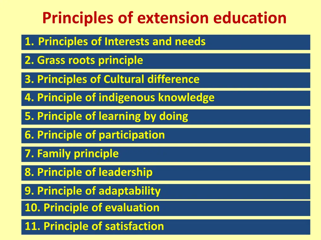principles of extension education
