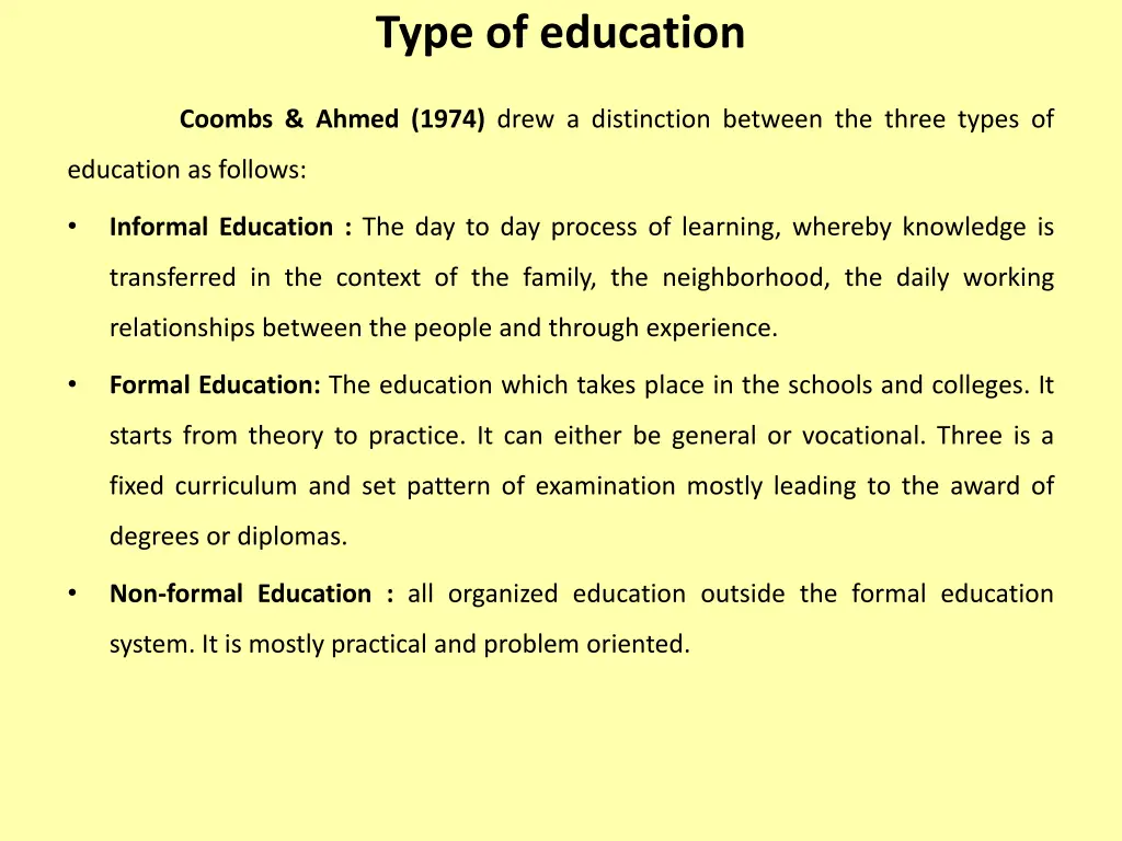 type of education