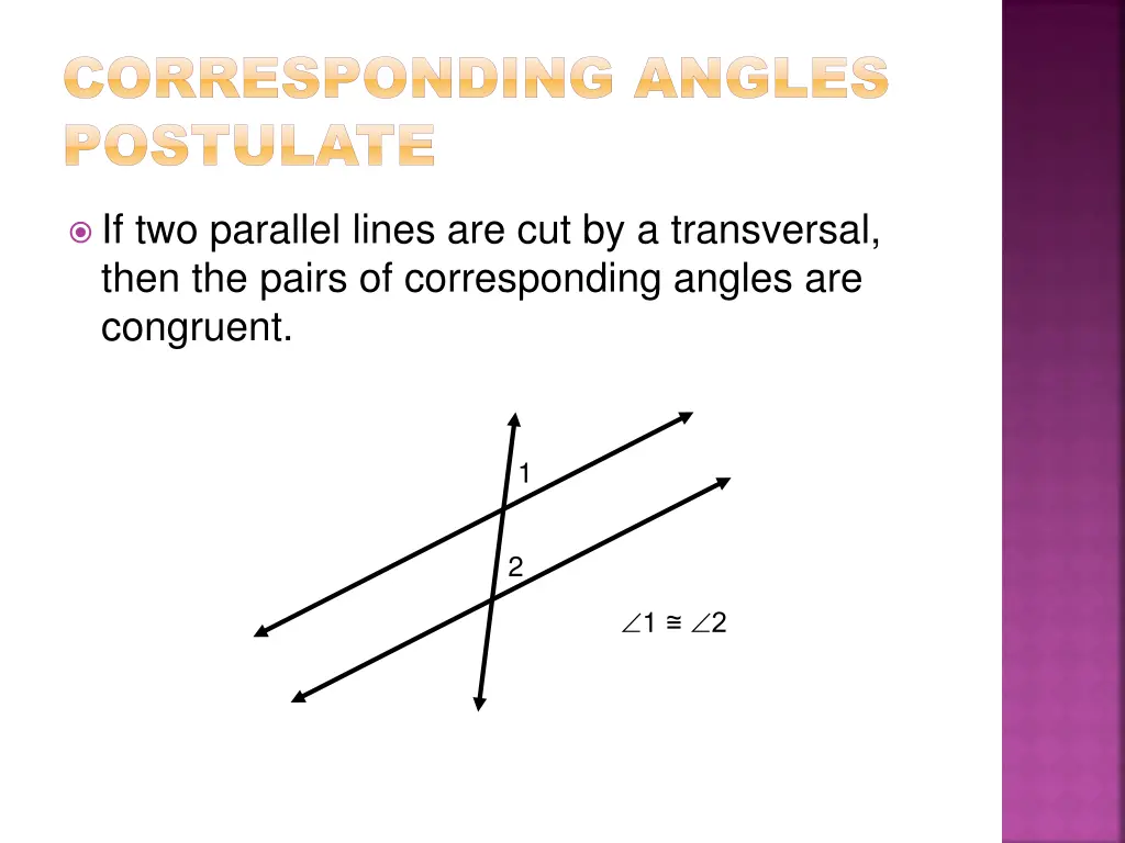 corresponding angles corresponding angles