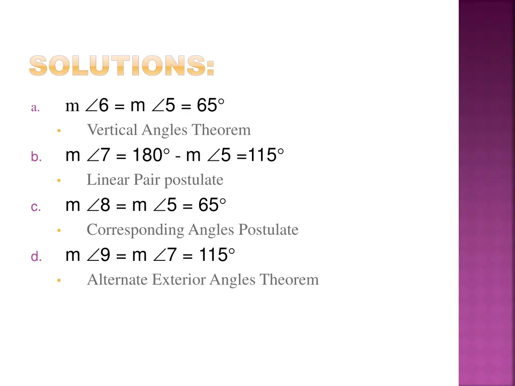 solutions solutions m 6 m 5 65 vertical angles