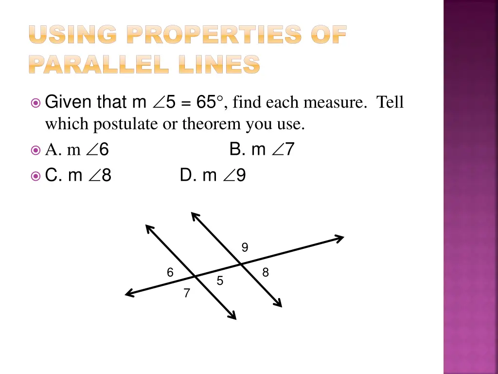 using using properties of properties of parallel