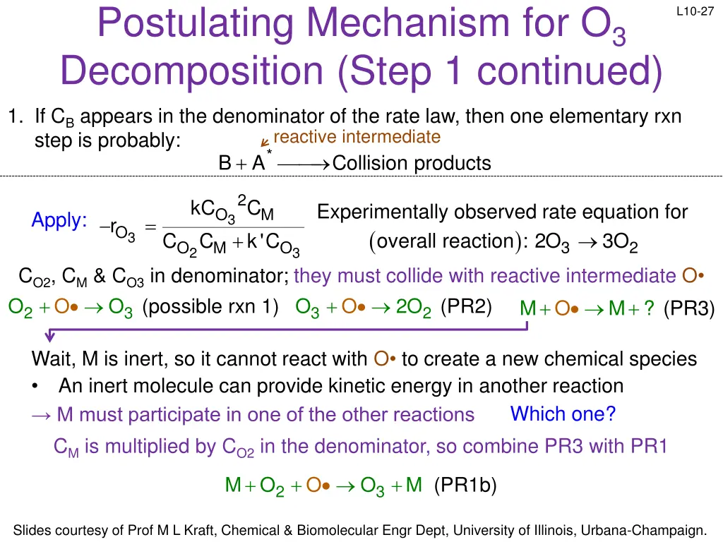 postulating mechanism for o 3 decomposition step 1