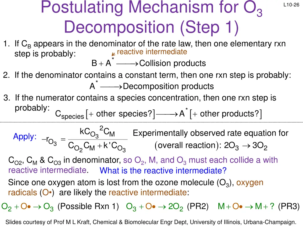postulating mechanism for o 3 decomposition step