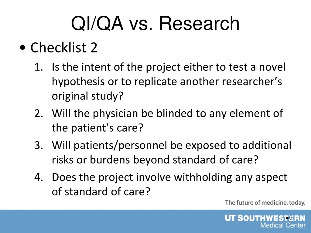 qi qa vs research checklist 2 1 is the intent