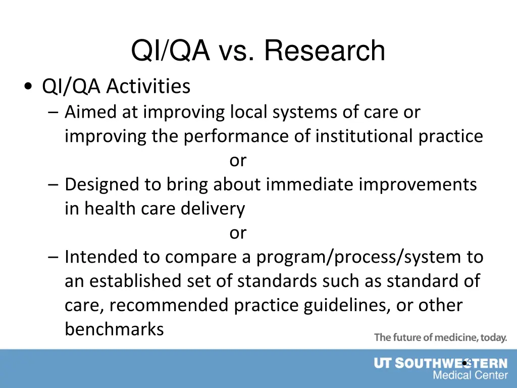 qi qa vs research qi qa activities aimed