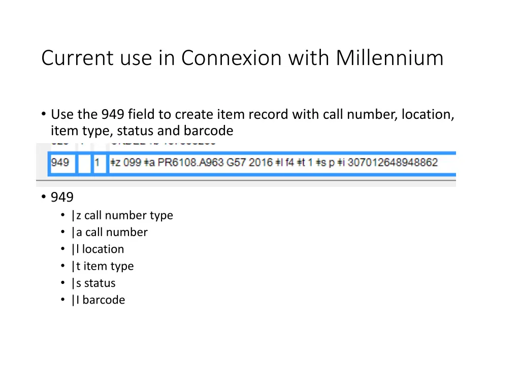 current use in connexion with millennium