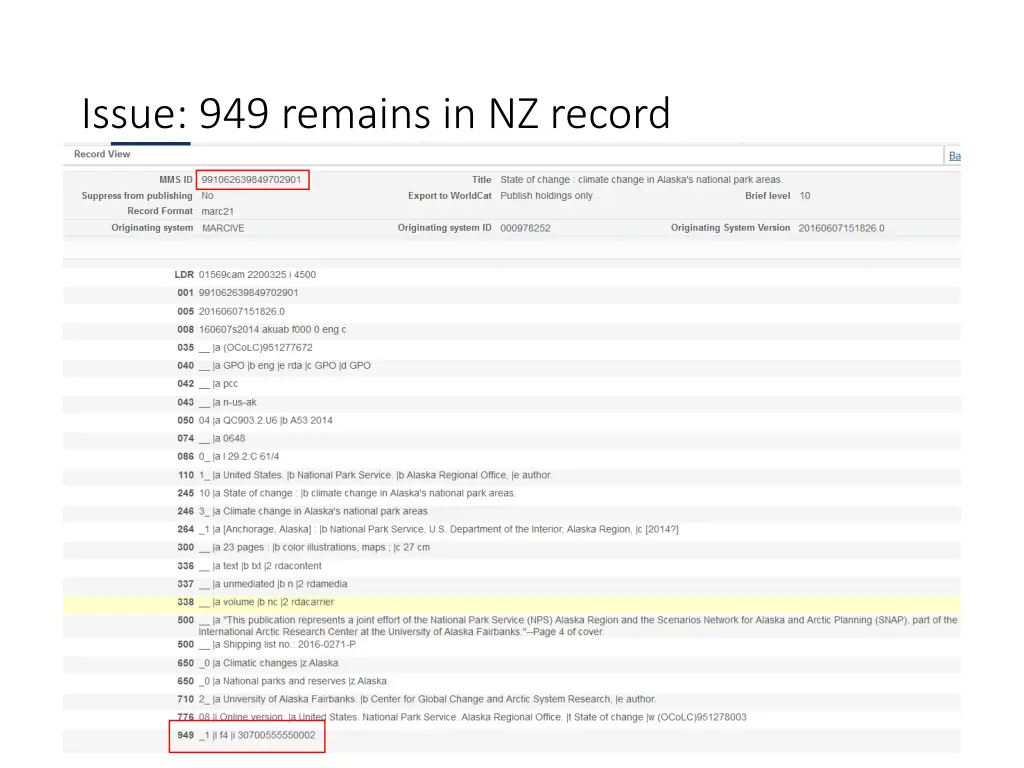 issue 949 remains in nz record