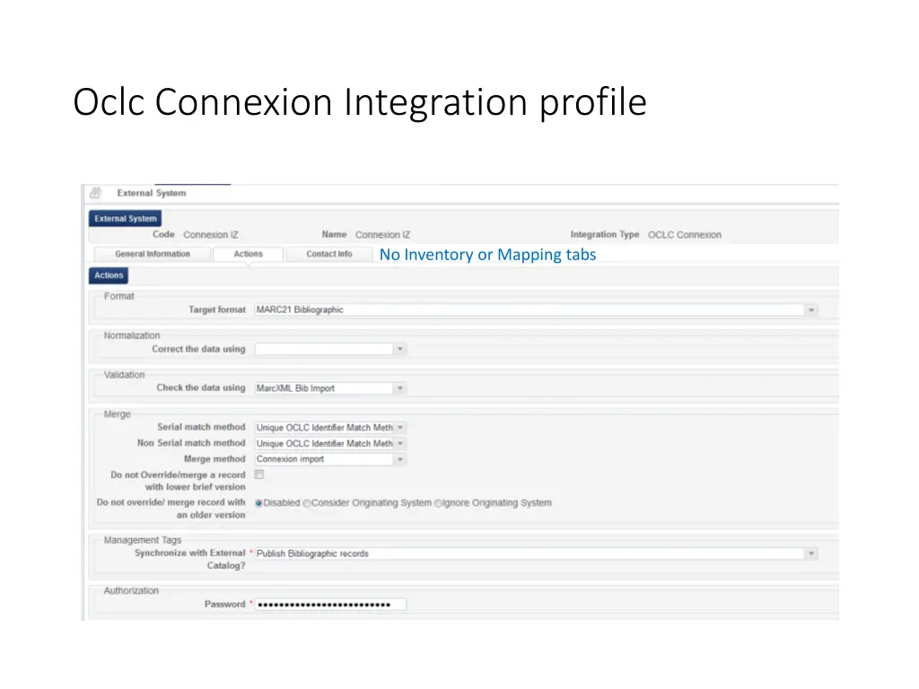 oclc connexion integration profile
