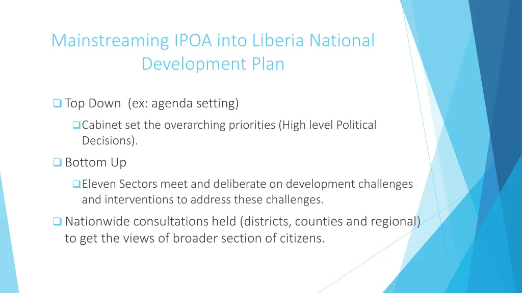 mainstreaming ipoa into liberia national 1