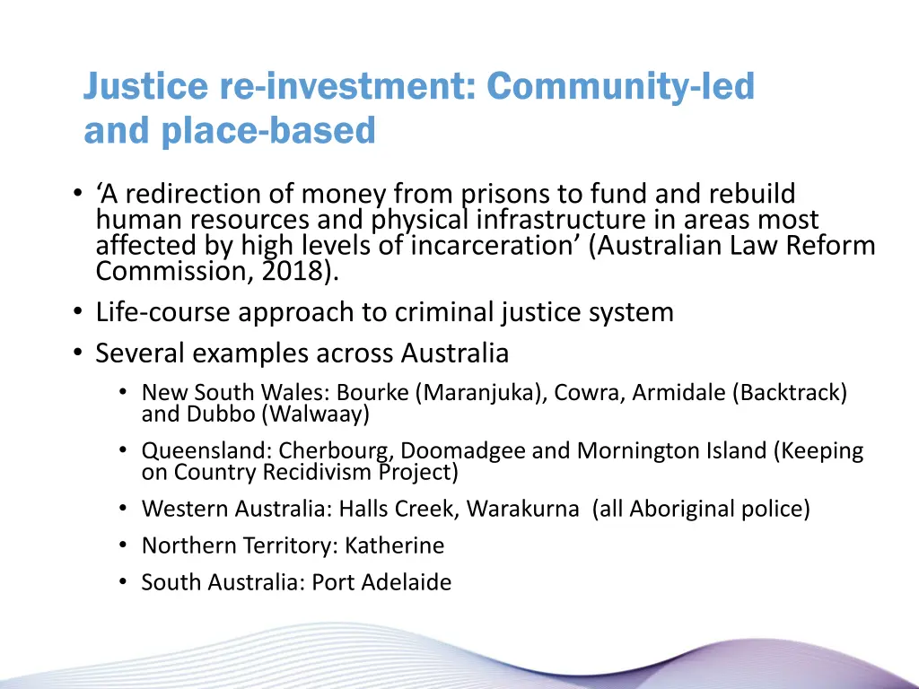 justice re investment community led and place
