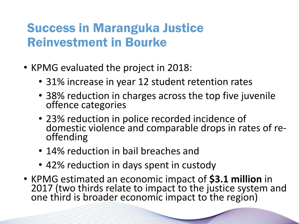 success in maranguka justice reinvestment