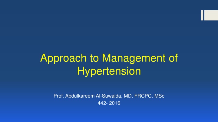 approach to management of hypertension