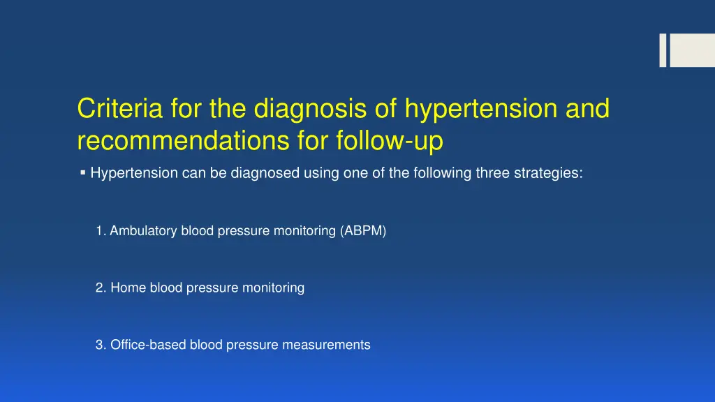 criteria for the diagnosis of hypertension