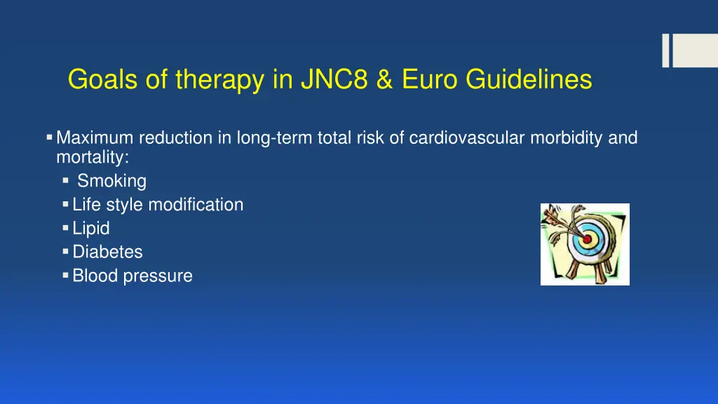 goals of therapy in jnc8 euro guidelines
