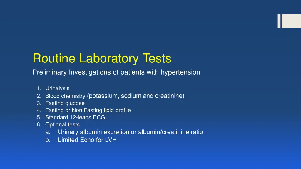 routine laboratory tests preliminary