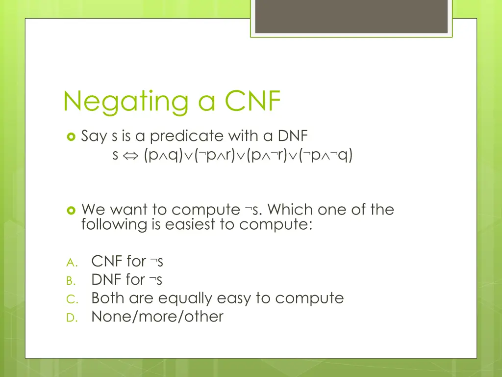 negating a cnf