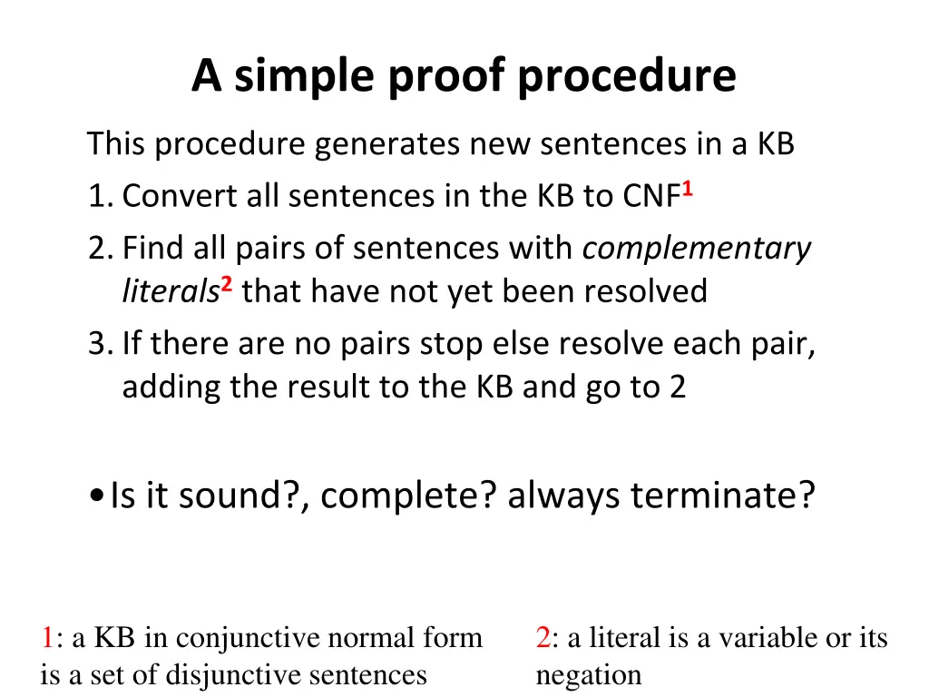 a simple proof procedure