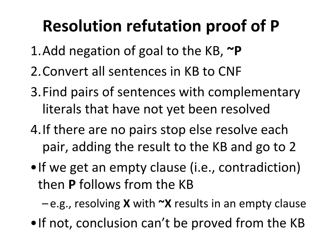 resolution refutation proof of p