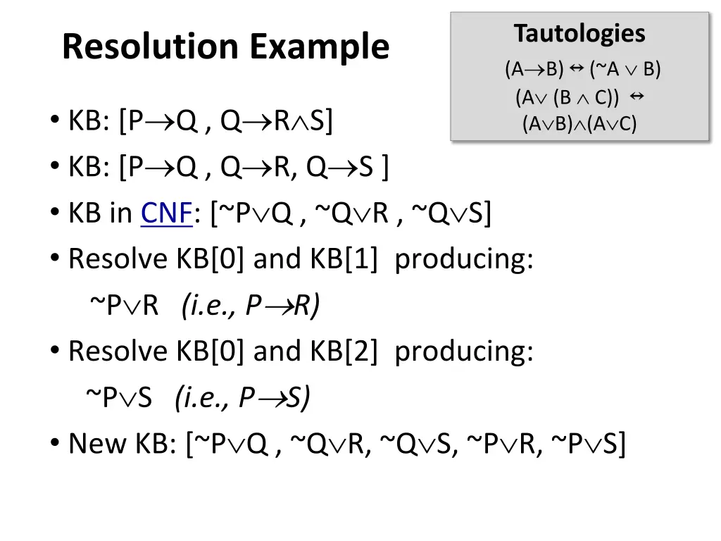 tautologies a b a b a b c a b a c