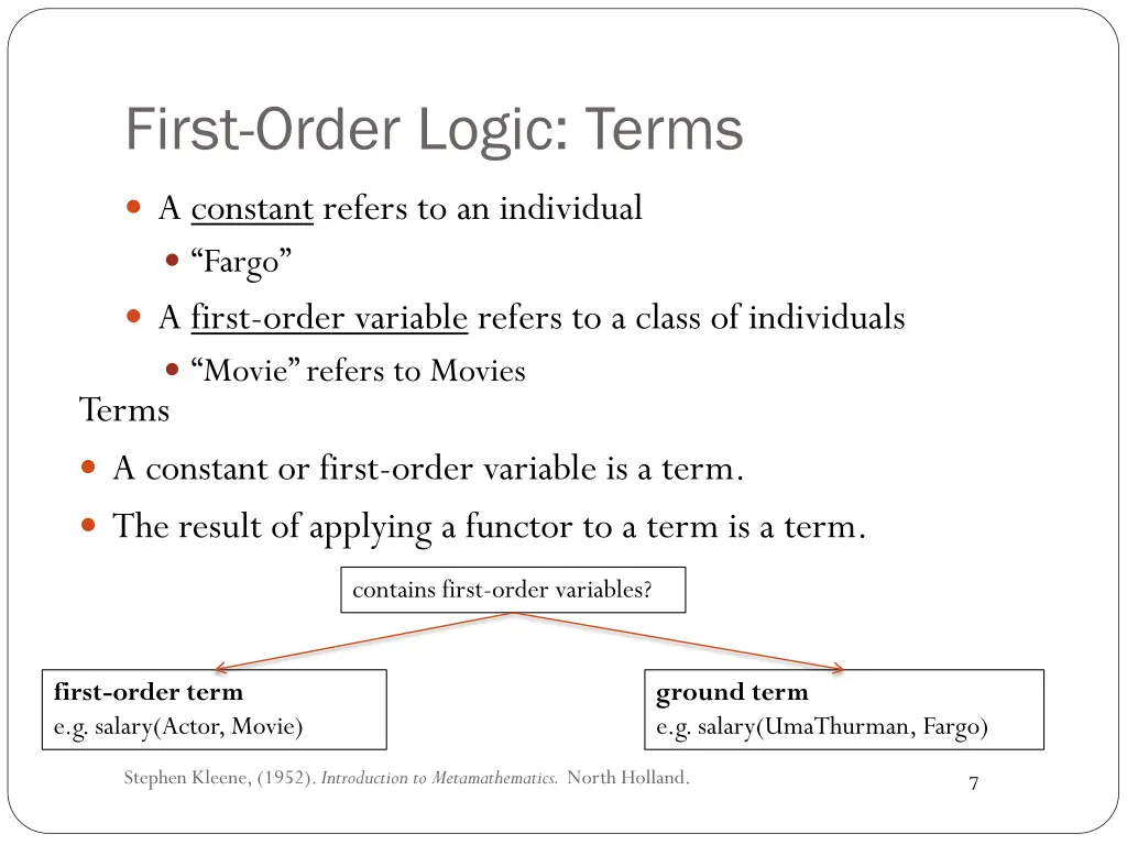 first order logic terms