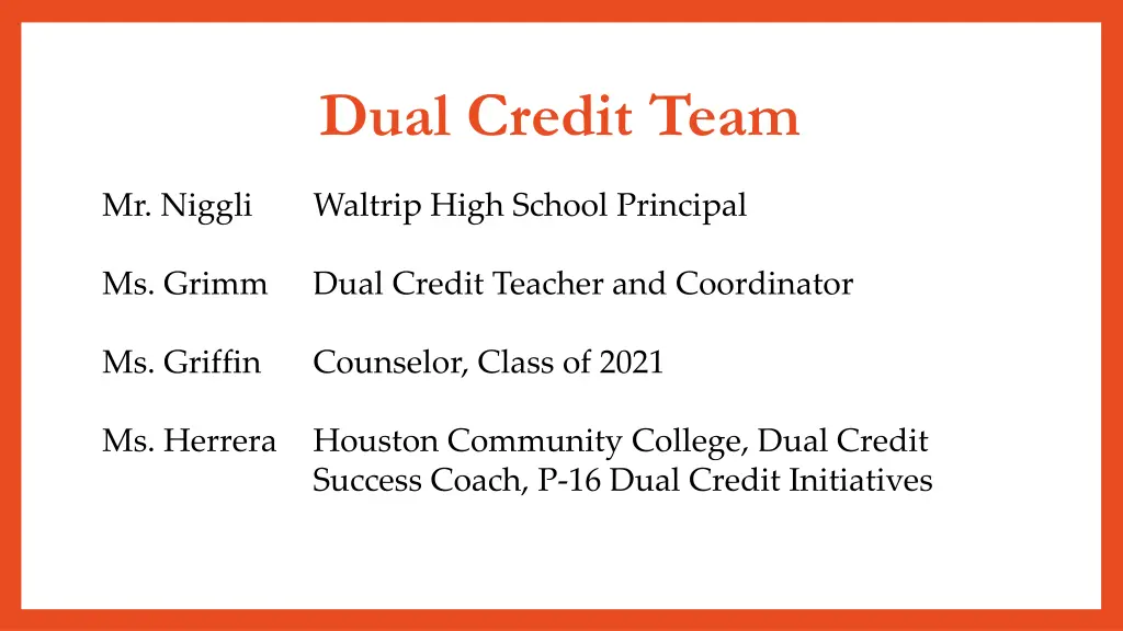 dual credit team