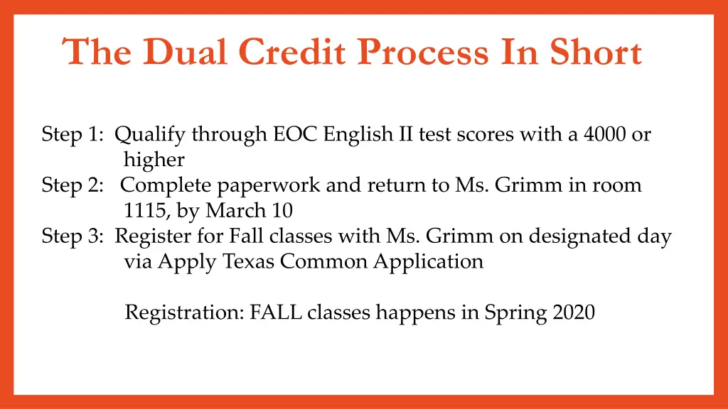 the dual credit process in short