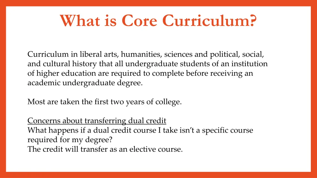 what is core curriculum