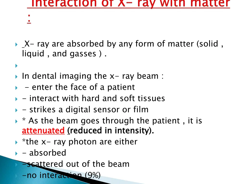 x ray are absorbed by any form of matter solid