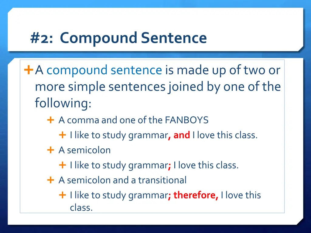 2 compound sentence